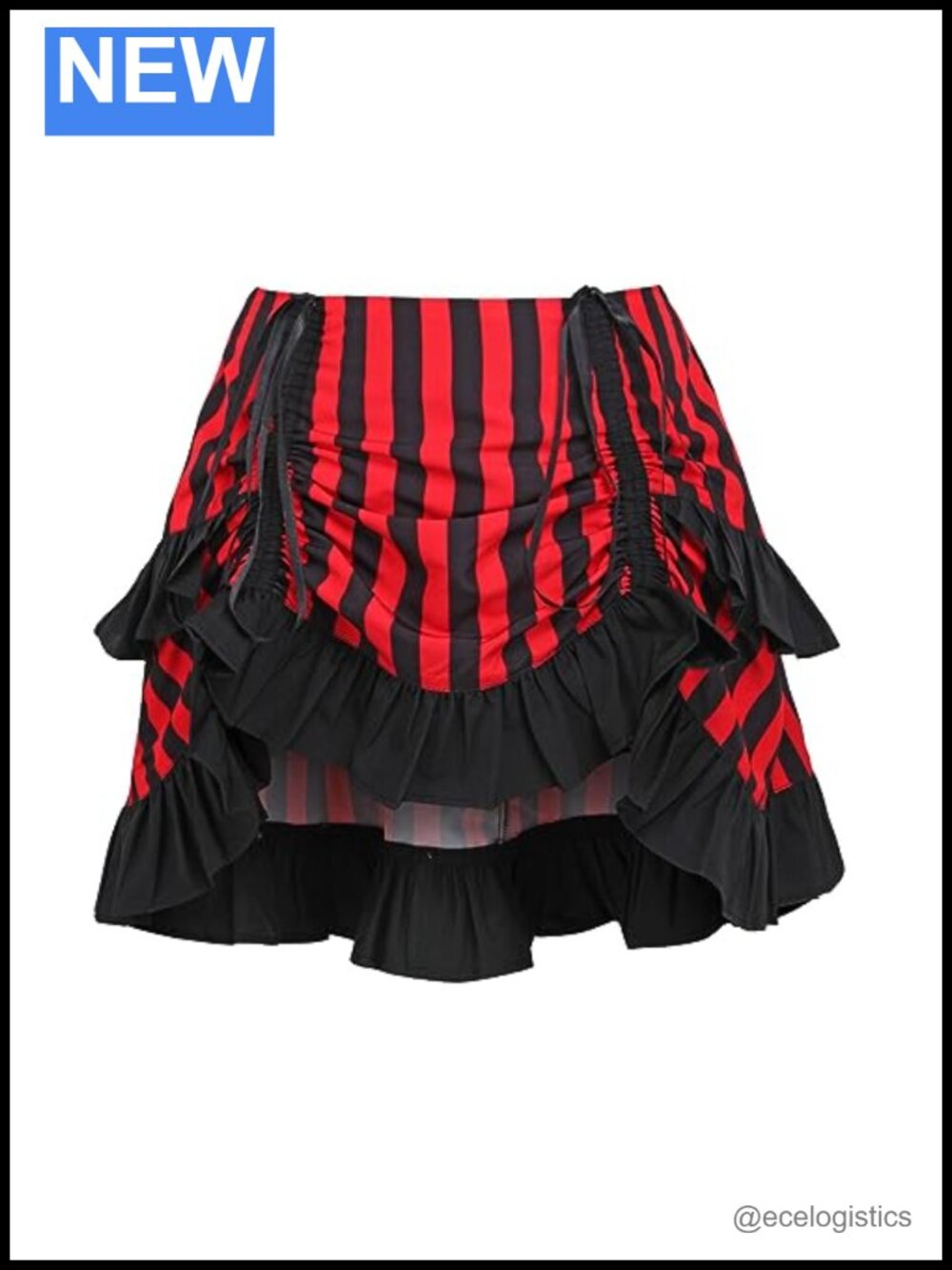 Striped Ruched Bustle Skirt Exotic Dancewear Costume